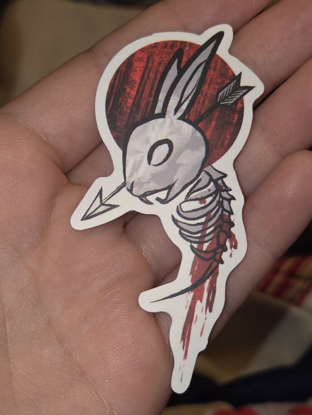 Red and White Rabbit Skull Fish Sticker - Pets Fish Decor